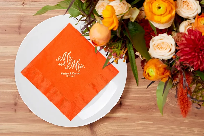 Mr and Mrs Calligraphy Wedding Napkin