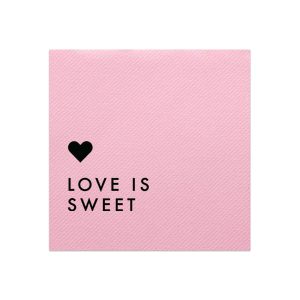 This Pink Cocktail Napkin with Matte Black Foil has a Love Is Sweet graphic designed by Martha Stewart Weddings for your the dessert bar at your bridal shower, engagement party or wedding reception. It's time to show off your impeccable taste!