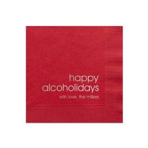 Personalized Lipstick Red Cocktail Napkin with Shiny Sterling Silver Foil can be personalized to match your party's exact theme and tempo.