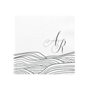 ForYourParty's chic White Statement Cocktail Napkin with Matte Black Foil has a Waves Pattern graphic and is good for use in Trendy, Full Bleed, Beach/Nautical themed parties and are a must-have for your next event—whatever the celebration!