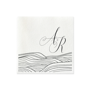 ForYourParty's chic White Statement Cocktail Napkin with Matte Black Foil has a Waves Pattern graphic and is good for use in Trendy, Full Bleed, Beach/Nautical themed parties and are a must-have for your next event—whatever the celebration!