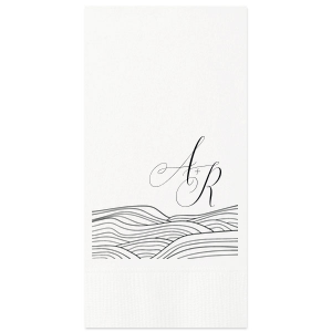 ForYourParty's chic White Statement Cocktail Napkin with Matte Black Foil has a Waves Pattern graphic and is good for use in Trendy, Full Bleed, Beach/Nautical themed parties and are a must-have for your next event—whatever the celebration!