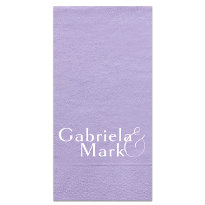 The Delicate Ampersand Names Napkin features classic serif lettering of the couple’s names accented by a flowing script ampersand for a balanced, modern look. Set it out to add a polished, personalized touch to your table. Refined for weddings or engagement parties!