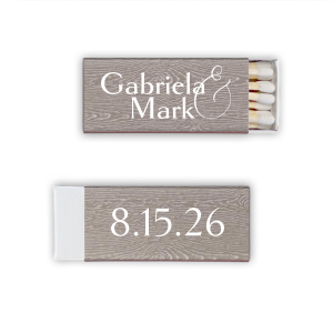 Our custom Ash Wood Euro Matchbox with Matte White Foil will make your guests swoon. Personalize your party's theme today.