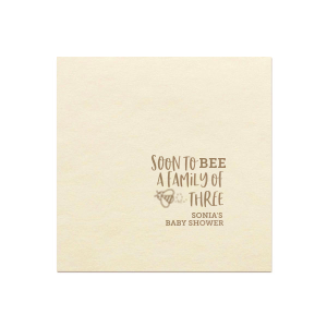 Our custom Ivory Borderless Cocktail Napkin with Shiny Champagne Foil has a Bumble Bee graphic and is good for use in Animals, Baby Animals, Baby Shower themed parties and will look fabulous with your unique touch. Your guests will agree!