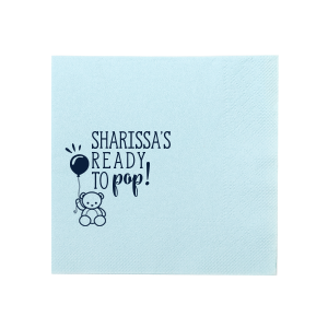 Our custom French Blue Cocktail Napkin with Shiny Royal Blue Foil has a Teddy with Balloon graphic and is good for use in Baby Shower, Kid Birthday, Birthday themed parties and will look fabulous with your unique touch. Your guests will agree!