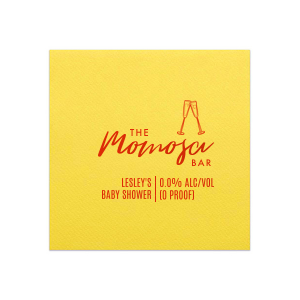 The ever-popular Mimosa/Yellow Cocktail Napkin with Shiny Poppy Foil has a Flutes graphic and is good for use in Drinks, Wedding, Holiday themed parties and will give your party the personalized touch every host desires.
