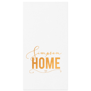 Our personalized Ivory Borderless Guest Hand Towel with Shiny Copper Foil has a Simple Heart Flourish graphic and is good for use in Frames, Hearts, Wedding themed parties and will impress guests like no other. Make this party unforgettable.