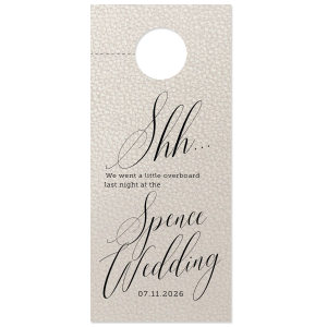 Our personalized Leather Like Pearl Door Hanger with Matte Black Foil will add that special attention to detail that cannot be overlooked.