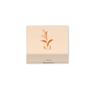 Custom Natural Khaki 30 Strike Matchbook with Matte Pastel Pink Foil has a Sprig Accent graphic and is good for use in Accents, Outdoors, Floral themed parties and will make your guests swoon. Personalize your party's theme today.