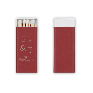 This Floating Initials Match features minimalist initials accented by a delicate star and an open-hand illustration for a mystical, symbolic look. Choose it to add a meaningful, artful detail to your celebration. Excellent for wedding receptions or anniversaries.