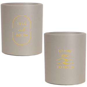 Our custom Black Flat Can Cooler with Gold Ink has an Oval Frame graphic and a Holding Hands graphic and is good for use in Trendy, Wedding themed parties and are a must-have for your next event—whatever the celebration!