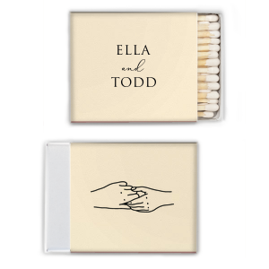 Our custom Stardream Super Gold Classic Matchbox with Matte Black Foil has a Holding Hands graphic and is good for use in Trendy, Wedding themed parties and will make your guests swoon. Personalize your party's theme today.