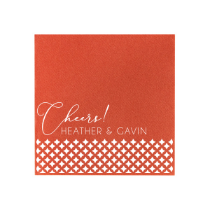 ForYourParty's personalized Metallic Copper Statement Cocktail Napkin with Matte White Foil has a Diamonds Accommodation graphic and is good for use in Lovely Press themed parties and will give your party the personalized touch every host desires.