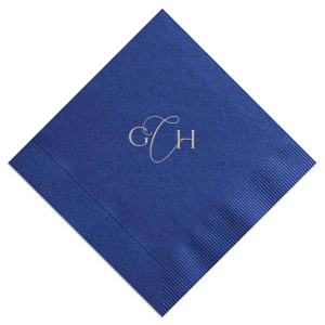 Our personalized Light Navy Guest Hand Towel with Shiny Sterling Silver Foil can be customized to complement every last detail of your party.