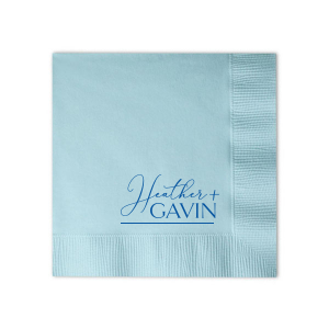 Our custom Woven Powder Blue Woven Cocktail Napkin with Matte Royal Blue Foil are a must-have for your next event—whatever the celebration!