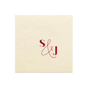 Set a striking table with the Bold and Modern Initials Napkin where robust, bold initials meet a fine-lined, scrolling ampersand. This artful contrast creates a sophisticated statement piece, perfect for contemporary weddings or events that celebrate elegance.