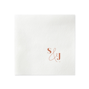 Set a striking table with the Bold and Modern Initials Napkin where robust, bold initials meet a fine-lined, scrolling ampersand. This artful contrast creates a sophisticated statement piece, perfect for contemporary weddings or events that celebrate elegance.
