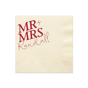 Our custom Woven Vanilla Cocktail Napkin with Matte Fuchsia Foil can be personalized to match your party's exact theme and tempo.