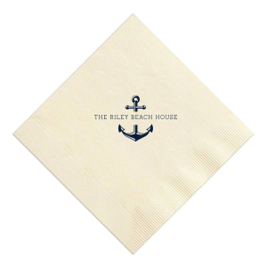 ForYourParty's elegant Kraft/Latte Guest Towel with Shiny Sky Blue Foil has a Anchor Frame graphic and is good for use in Travel, Beach/Nautical, Father's Day themed parties and will give your party the personalized touch every host desires.