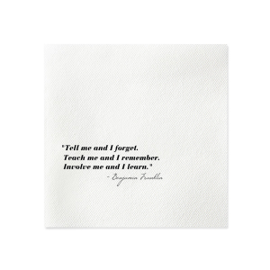 Our custom Woven White Cocktail Napkin with Matte Black Foil will impress guests like no other. Make this party unforgettable.