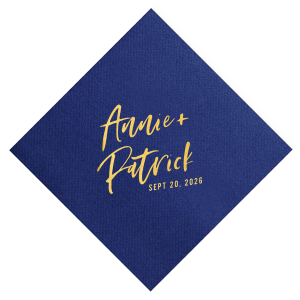 Accent your event with the Modern Hand Script Napkin where a chic, handwritten-style script awaits your tailored phrase. This font's blend of elegance and personality offers a subtle, sophisticated flair to any table setting.