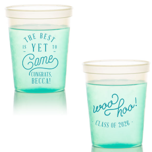 Capturing the excitement of graduation, the Best Graduation Woo Hoo Stadium Cup is a celebration of future prospects. This exuberant design features "The Best is yet to Come," highlighting the promise of the future.  The other side joyfully exclaims "woo hoo" in playful script and elegant flourishes, topped off with the Class Year, symbolizing accomplishment and jubilation. Woo Hoo to the Grad! 