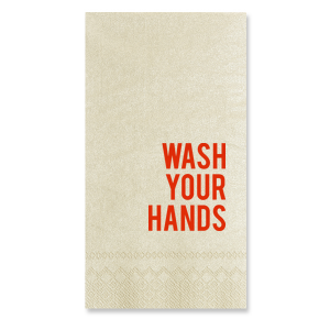 The Stacked Block Wash Your Hands Towel features strong typography with a playful guest reminder that keeps things clean and lighthearted. Add it to your bathroom to bring humor and intention to everyday routines. A clean choice for house parties!