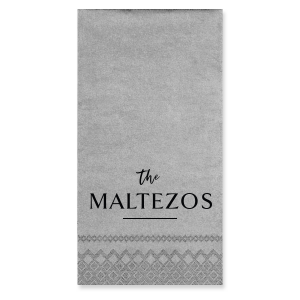 ForYourParty's personalized Herringbone Gray Onyx Linen Like Guest Hand Towel with Matte Black Foil can't be beat. Showcase your style in every detail of your party's theme!