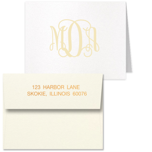 ForYourParty's personalized Stardream Copper Classic Note Card with Matte Ivory Foil and Shiny Copper Foil will make your guests swoon. Personalize your party's theme today.