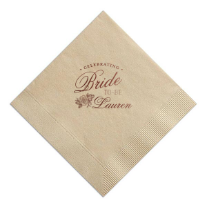 Shower her with more than just affection with the Peony Bride to Be Napkin, where 'Celebrating' heralds a soon-to-be-bride's name amidst the romance of peonies. It's the perfect prelude to 'I do,' served up with a side of elegance.