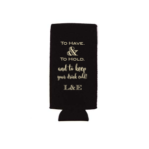 Keep the celebration cool with the To Have and Hold Sweet Can Cooler, a witty twist on classic vows. It promises to cherish your drink's chill as dearly as the couple cherishes each other, with their initials sealing the deal on fun.