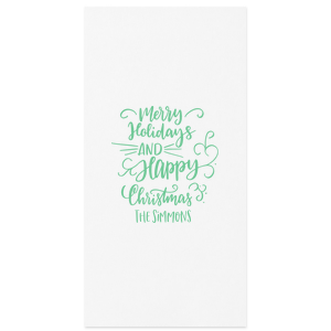 Our personalized Pastel Pink Cocktail Napkin with Shiny Leaf Foil has a Merry Holidays graphic and is good for use in Christmas, Holiday, Words themed parties and are a must-have for your next event—whatever the celebration!