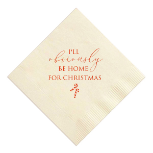 The ever-popular Ivory Cocktail Napkin with Shiny Poppy Foil has a Candy Cane graphic and is good for use in Christmas themed parties and can be customized to complement every last detail of your party.