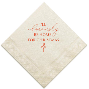 The ever-popular Ivory Cocktail Napkin with Shiny Poppy Foil has a Candy Cane graphic and is good for use in Christmas themed parties and can be customized to complement every last detail of your party.
