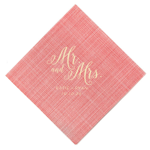 Unveil elegance with the Mr and Mrs Calligraphy Wedding Napkin, boasting grand calligraphic script that announces your union. Beneath, the couple's names and date in refined print add a touch of class to any wedding celebration.