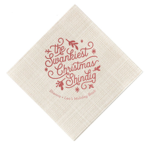 The ever-popular Ivory Borderless Cocktail Napkin with Shiny Rose Quartz Foil has a Christmas Shindig graphic and is good for use in Christmas, Holiday, Words themed parties and can't be beat. Showcase your style in every detail of your party's theme!