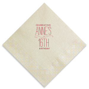 The Cherished Heart Birthday Napkin design radiates affection with its centerpiece: a horizontal flourish cradling a heart. Above, the celebrant's name is showcased in a loving display, while the event type elegantly rests below. This minimal yet expressive design vividly celebrates the adored individual.