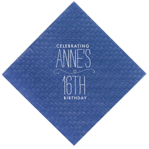 The Cherished Heart Birthday Napkin design radiates affection with its centerpiece: a horizontal flourish cradling a heart. Above, the celebrant's name is showcased in a loving display, while the event type elegantly rests below. This minimal yet expressive design vividly celebrates the adored individual.