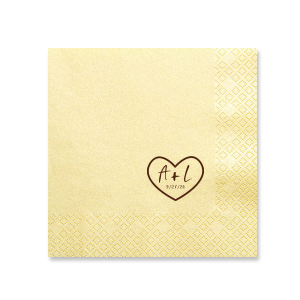 The Carved Heart Napkin features a textured backdrop with a simple outlined heart and centered initials for a romantic touch. Choose it to add a meaningful, personalized detail to your table. Tailor-made for weddings or anniversaries.