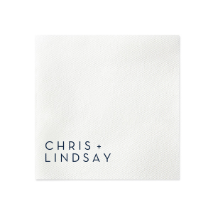 Highlight the honored couple with the Modern Names Wedding Napkin design; it's a minimalist's dream where the names command attention, embodying understated elegance that complements any contemporary wedding theme.