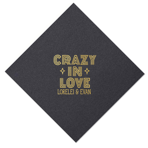 ForYourParty's elegant Watercolor Hibiscus Cocktail Napkin with Matte White Foil has a Crazy In Love graphic and is good for use in Wedding, Bridal Shower, Words themed parties and will make your guests swoon. Personalize your party's theme today.