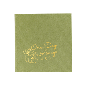 ForYourParty's personalized Woven White Woven Cocktail Napkin with Shiny 18 Kt Gold Foil will add that special attention to detail that cannot be overlooked.