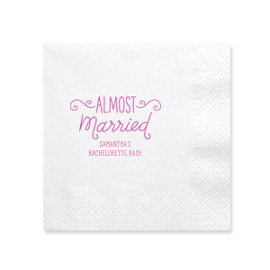 Celebrate an impending wedding with the Almost Married Party Napkin, perfect for bachelor or bachelorette  festivities.The celebrant's name and event add a personalized touch, making this napkin ideal for pre-wedding celebrations.