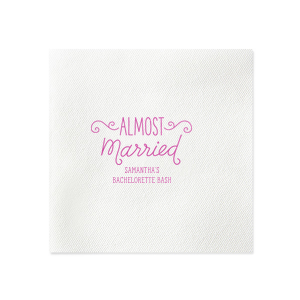 Celebrate an impending wedding with the Almost Married Party Napkin, perfect for bachelor or bachelorette  festivities.The celebrant's name and event add a personalized touch, making this napkin ideal for pre-wedding celebrations.