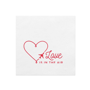 ForYourParty's elegant White Borderless Cocktail Napkin with Satin Lipstick Red Foil has a Airplane Heart Frame graphic and is good for use in Hearts, Wedding, Frames themed parties and will give your party the personalized touch every host desires.