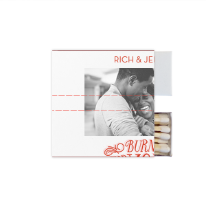 ForYourParty's chic White Classic Custom Photo Matchbox with Matte Blush Ink Digital Print Colors and Matte Poppy Ink Digital Print Colors has a Burning For You graphic and a Burning For You graphic and is good for use in Words, Calligraphy, Wedding themed parties and will make your guests swoon. Personalize your party's theme today.
