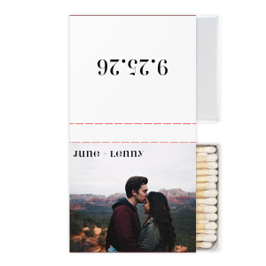 This Classic Couple Custom Photo Match showcases a full image paired with clean typography of the couple’s names and special date on the reverse for a modern, personal touch. Add it to your event to create a meaningful keepsake guests will actually use and remember. Perfect for weddings or engagements!