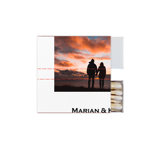 Our beautiful custom White Classic Custom Photo Matchbox with Matte Black Ink Digital Print Colors and Matte Fuchsia Ink Digital Print Colors will impress guests like no other. Make this party unforgettable.