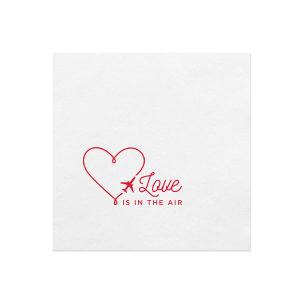 ForYourParty's elegant White Borderless Cocktail Napkin with Satin Lipstick Red Foil has a Airplane Heart Frame graphic and is good for use in Hearts, Wedding, Frames themed parties and will give your party the personalized touch every host desires.